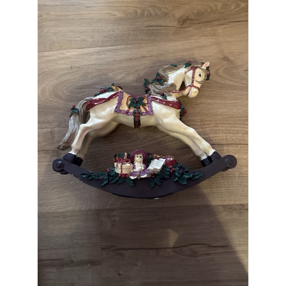 Giny Inc. Vintage 1992 Christmas Victorian Rocking Horse Music Box - Works